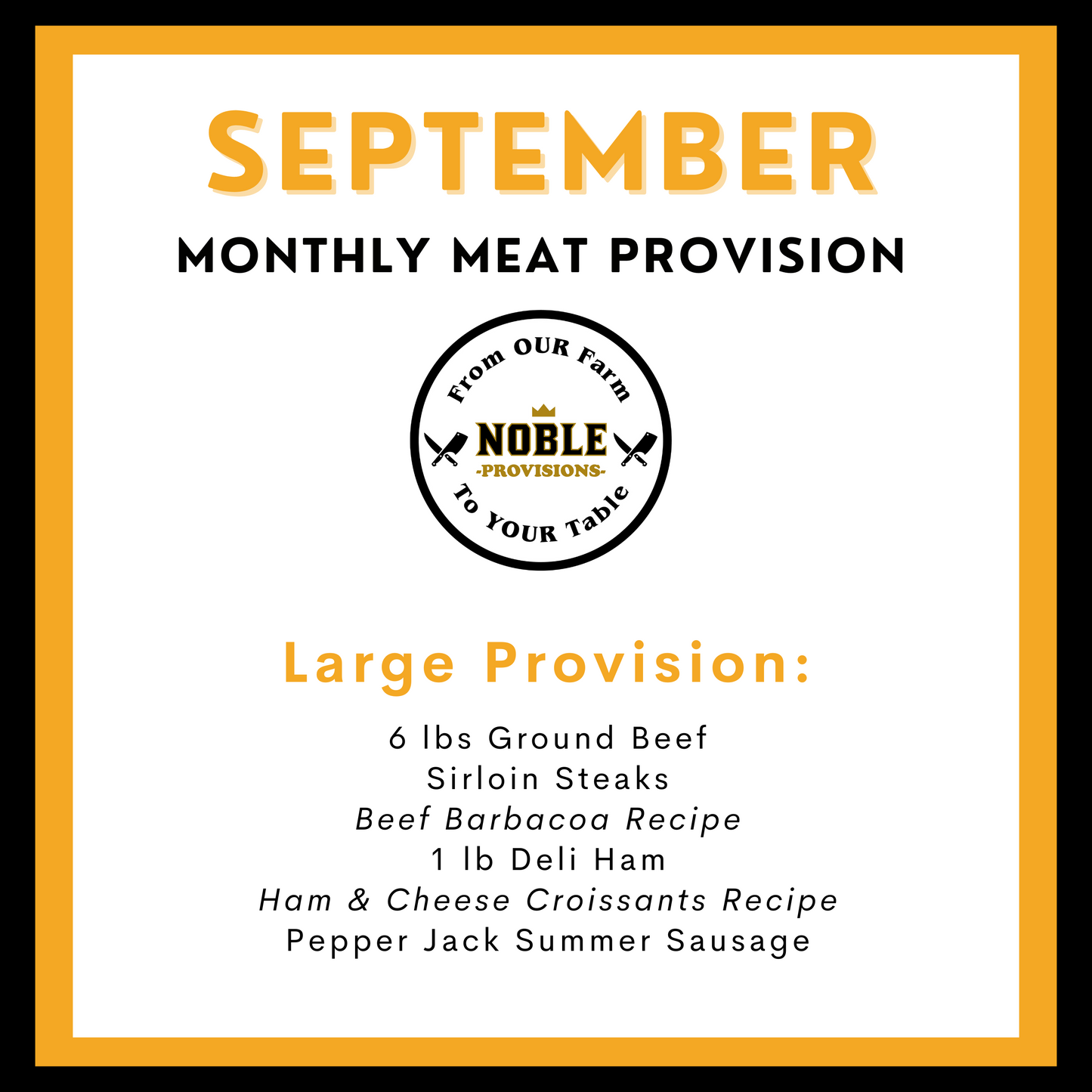 September Large Monthly Meat Provision (MMP)