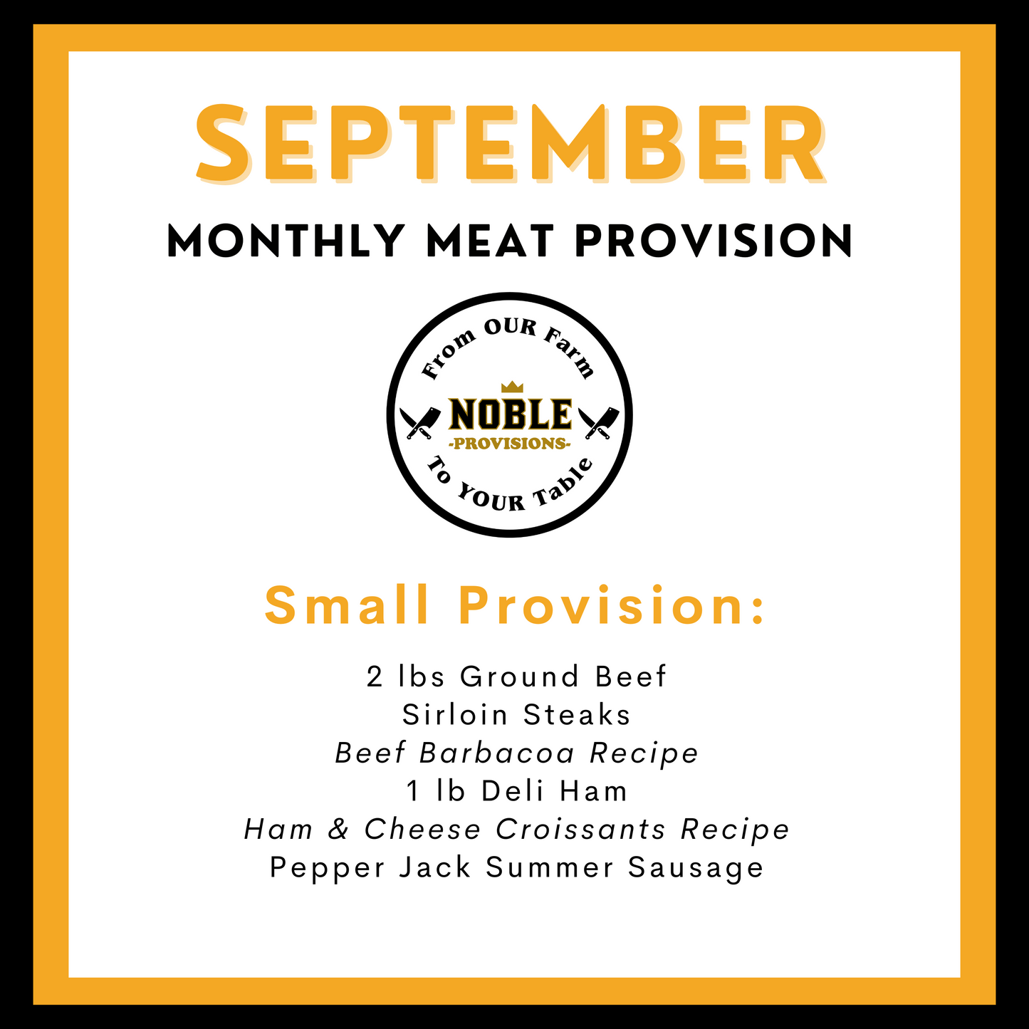 September Small Monthly Meat Provision (MMP)