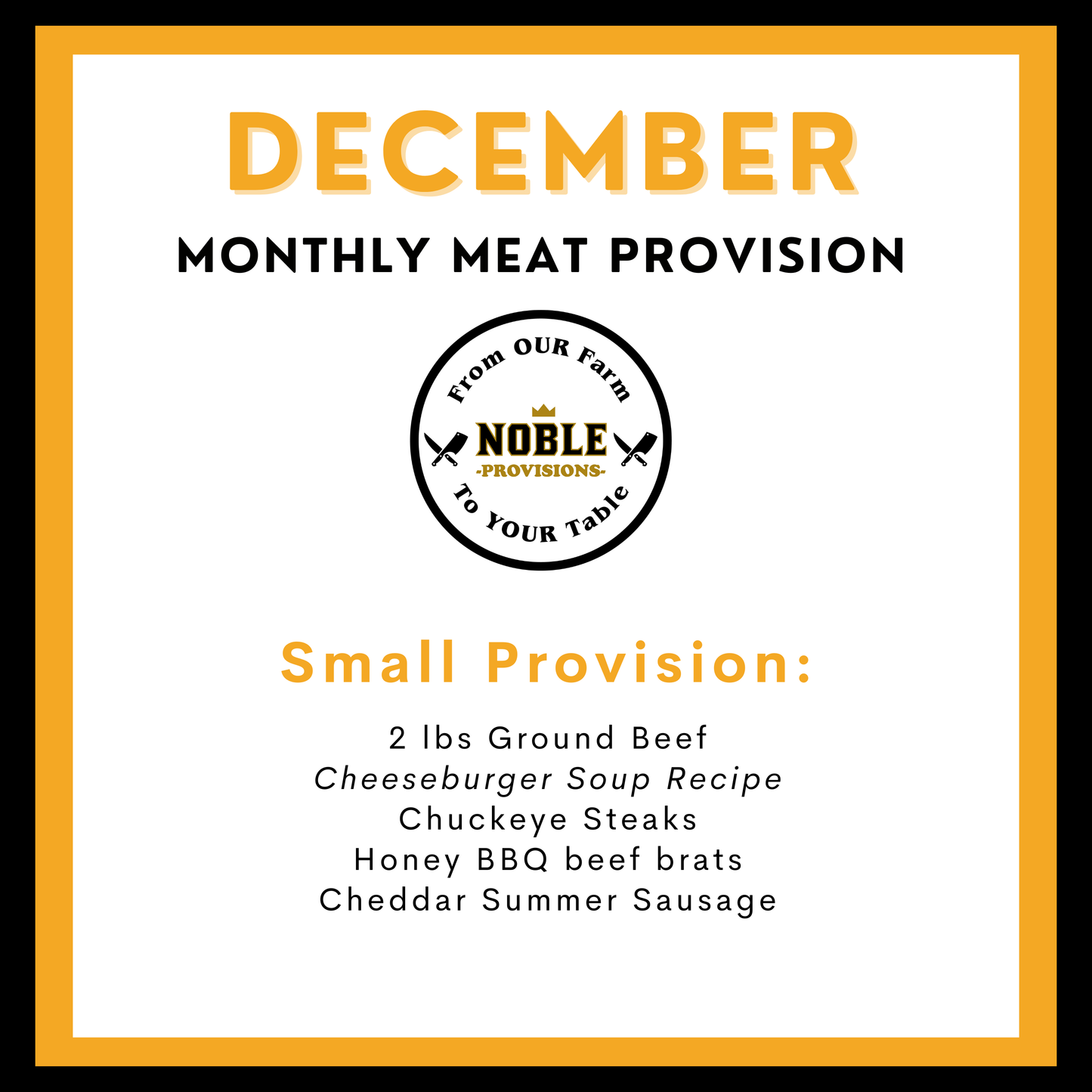 December Small Monthly Meat Provision (MMP)
