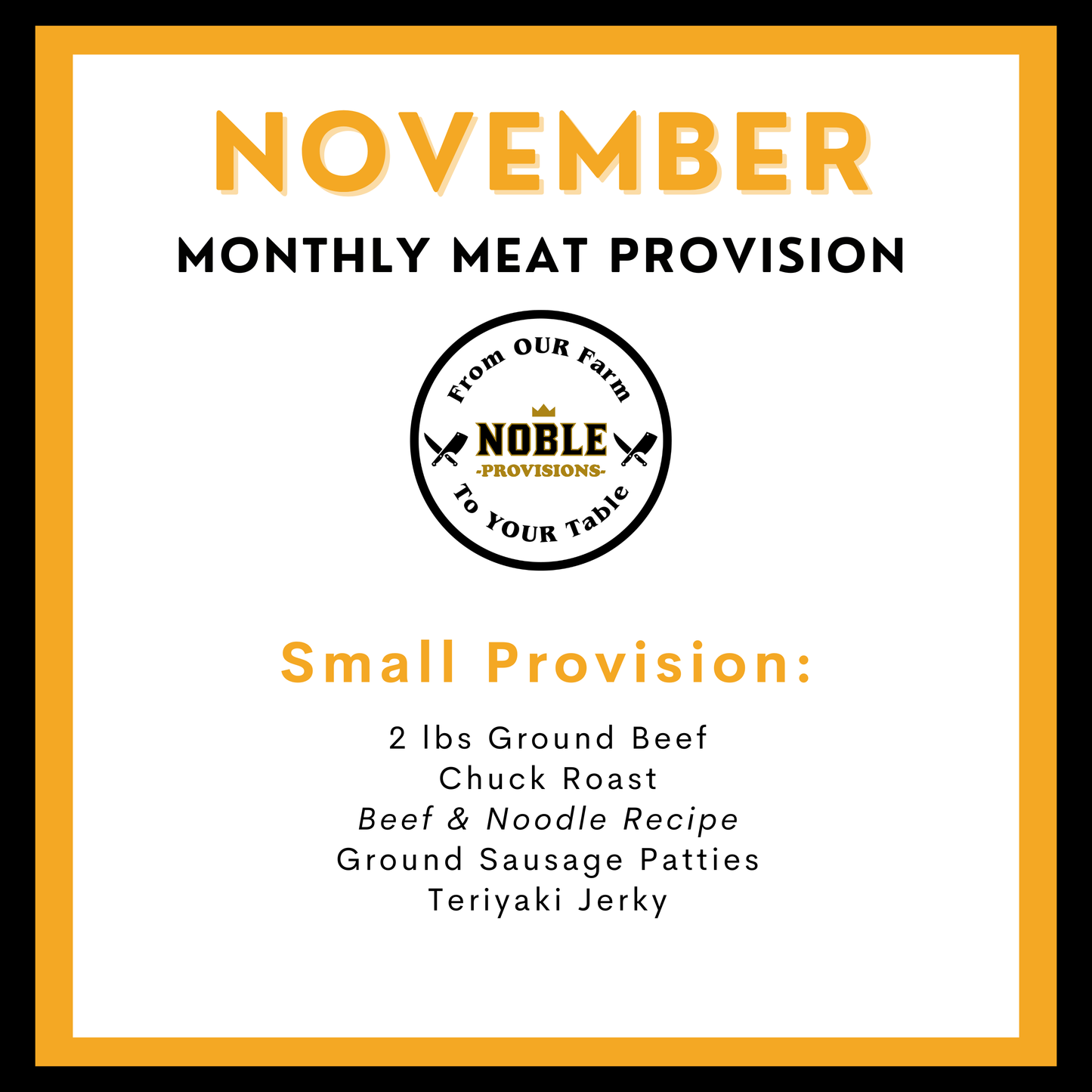 November Small Monthly Meat Provision (MMP)
